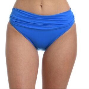 La Blanca Island Goddess Waist Hipster Bikini Bottom in Turquoise. 12. NWT.